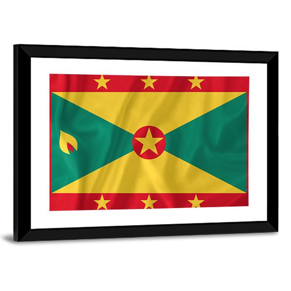 Waving Grenada Flag Canvas Wall Art-3 Horizontal-Gallery Wrap-25" x 16"-Tiaracle
