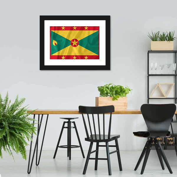 Waving Grenada Flag Canvas Wall Art-3 Horizontal-Gallery Wrap-25" x 16"-Tiaracle