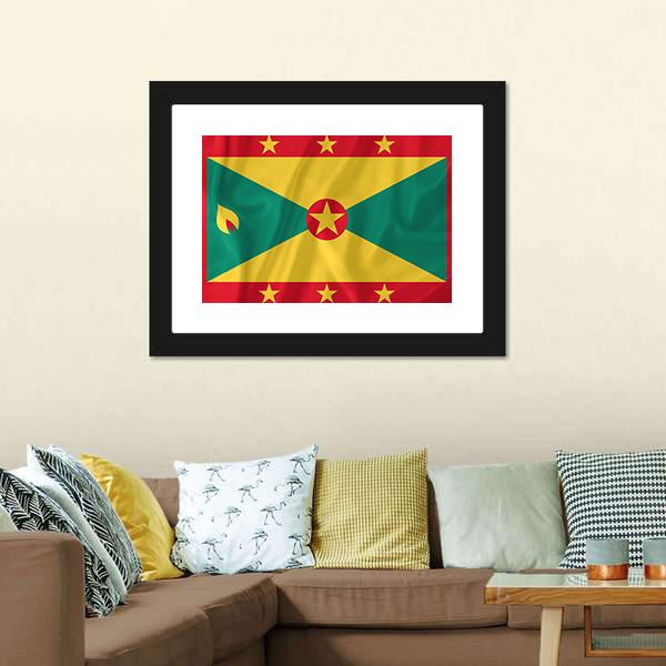 Waving Grenada Flag Canvas Wall Art-3 Horizontal-Gallery Wrap-25" x 16"-Tiaracle