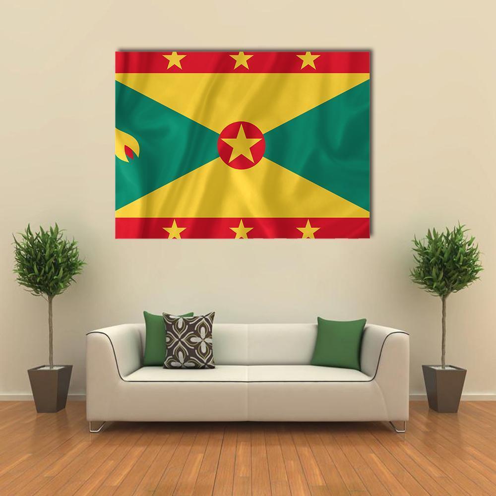 Waving Grenada Flag Canvas Wall Art-1 Piece-Gallery Wrap-48" x 32"-Tiaracle