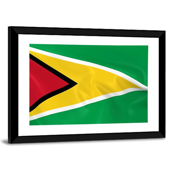 Waving Guyana Flag Canvas Wall Art-3 Horizontal-Gallery Wrap-25" x 16"-Tiaracle