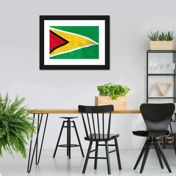 Waving Guyana Flag Canvas Wall Art-3 Horizontal-Gallery Wrap-25" x 16"-Tiaracle