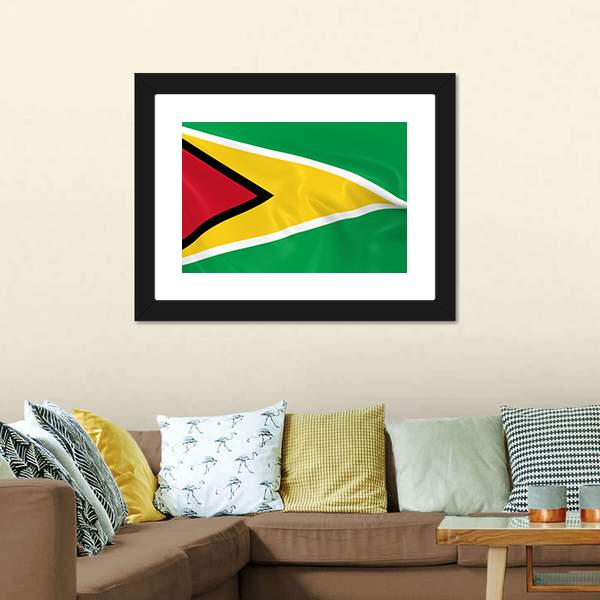 Waving Guyana Flag Canvas Wall Art-3 Horizontal-Gallery Wrap-25" x 16"-Tiaracle