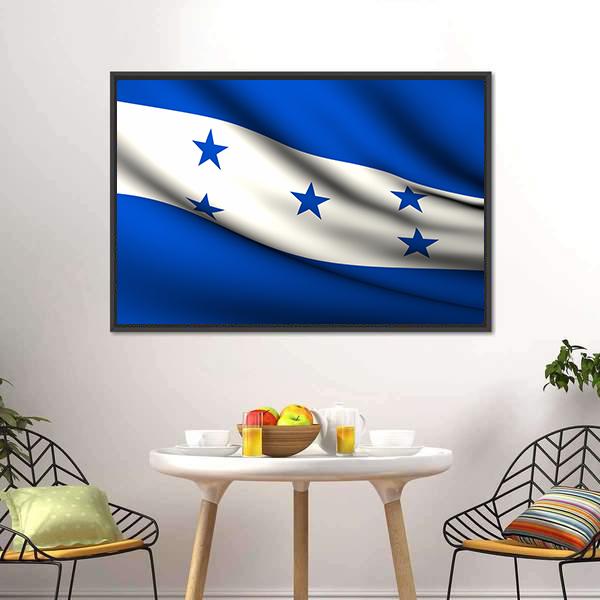 Waving Honduras Flag Canvas Wall Art-3 Horizontal-Gallery Wrap-25" x 16"-Tiaracle