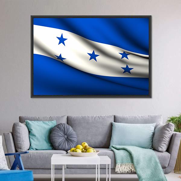 Waving Honduras Flag Canvas Wall Art-3 Horizontal-Gallery Wrap-25" x 16"-Tiaracle