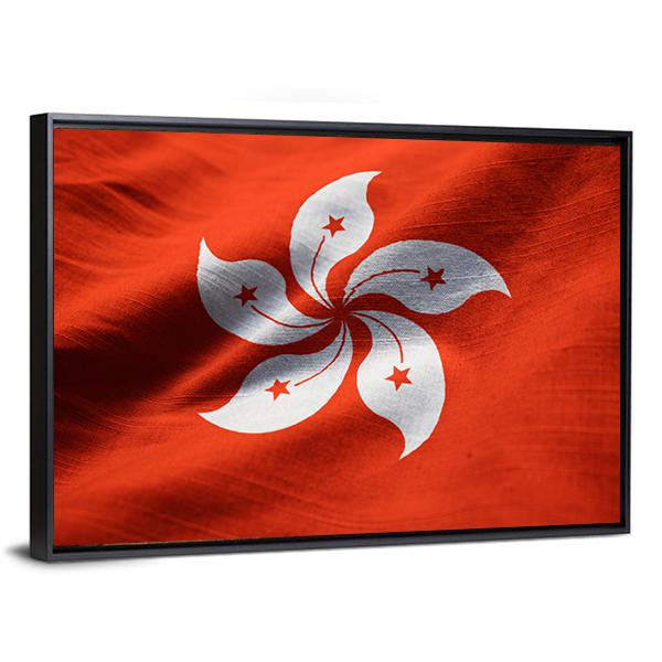 Waving Hong Kong Flag Canvas Wall Art-3 Horizontal-Gallery Wrap-25" x 16"-Tiaracle