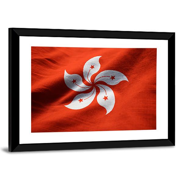 Waving Hong Kong Flag Canvas Wall Art-3 Horizontal-Gallery Wrap-25" x 16"-Tiaracle