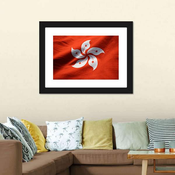 Waving Hong Kong Flag Canvas Wall Art-3 Horizontal-Gallery Wrap-25" x 16"-Tiaracle