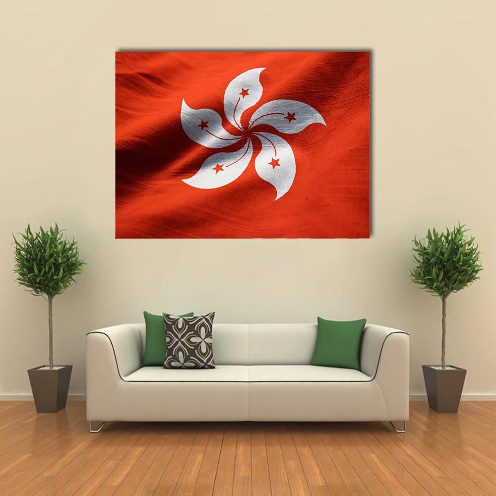 Waving Hong Kong Flag Canvas Wall Art-1 Piece-Gallery Wrap-48" x 32"-Tiaracle