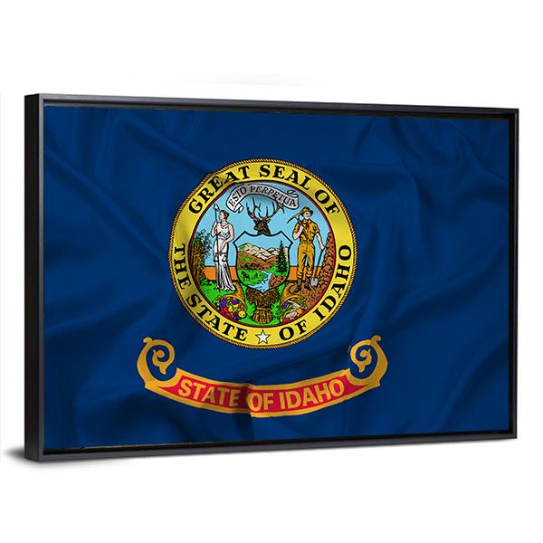 Waving Idaho State Flag Canvas Wall Art-3 Horizontal-Gallery Wrap-25" x 16"-Tiaracle