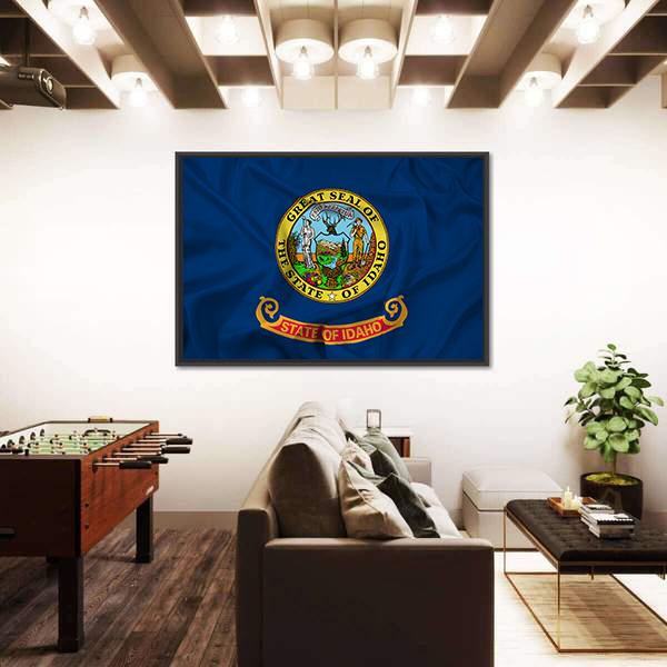 Waving Idaho State Flag Canvas Wall Art-3 Horizontal-Gallery Wrap-25" x 16"-Tiaracle