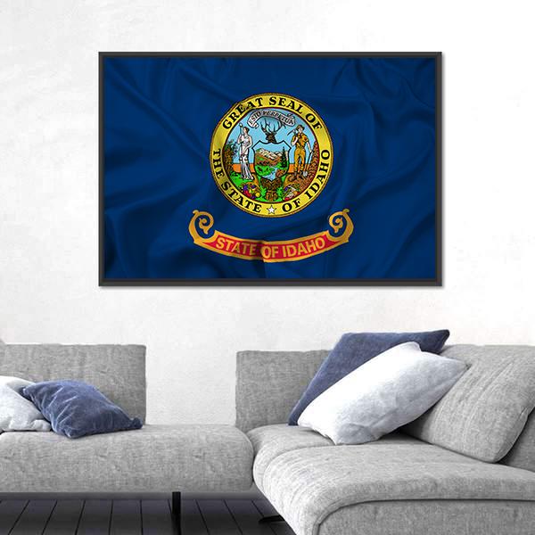 Waving Idaho State Flag Canvas Wall Art-3 Horizontal-Gallery Wrap-25" x 16"-Tiaracle