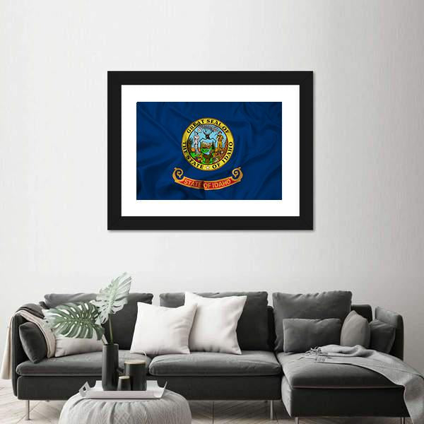 Waving Idaho State Flag Canvas Wall Art-3 Horizontal-Gallery Wrap-25" x 16"-Tiaracle