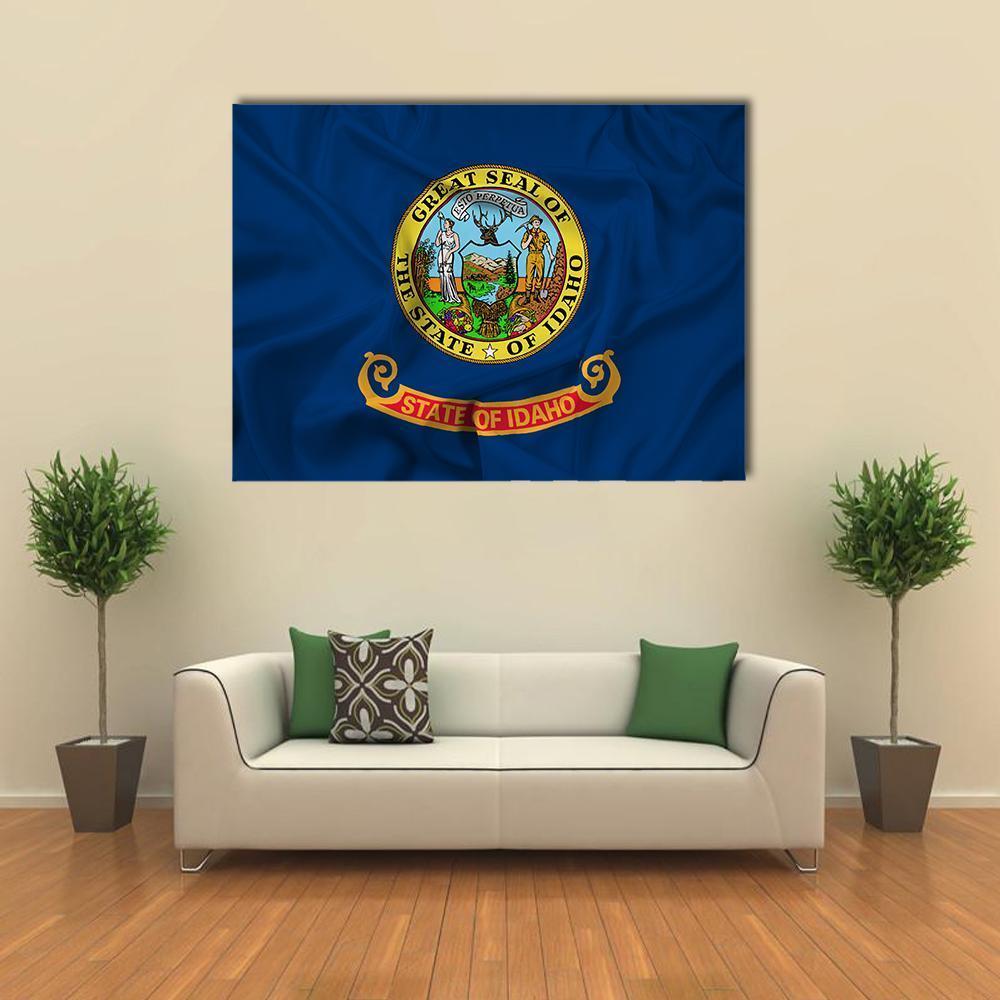 Waving Idaho State Flag Canvas Wall Art-1 Piece-Gallery Wrap-48" x 32"-Tiaracle