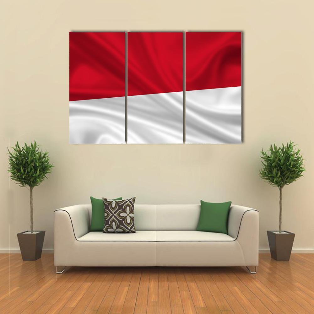 Waving Indonesia Flag Canvas Wall Art-3 Horizontal-Gallery Wrap-37" x 24"-Tiaracle