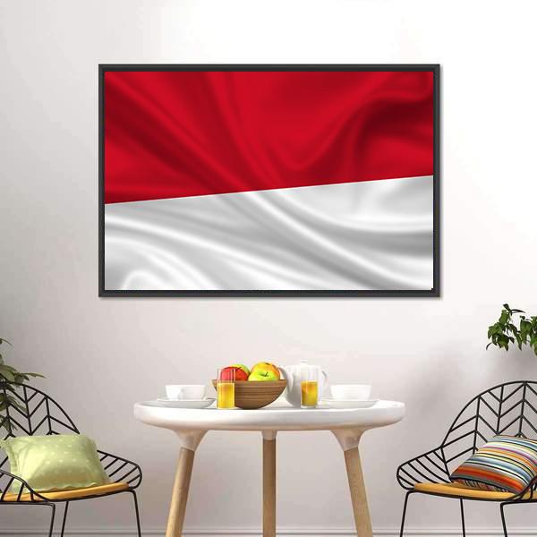 Waving Indonesia Flag Canvas Wall Art-3 Horizontal-Gallery Wrap-25" x 16"-Tiaracle