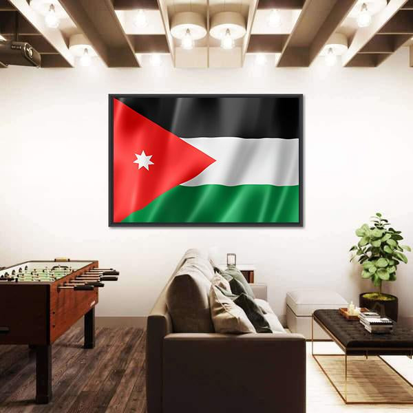 Waving Jordan Flag Canvas Wall Art-3 Horizontal-Gallery Wrap-25" x 16"-Tiaracle