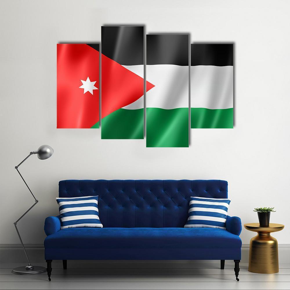 Waving Jordan Flag Canvas Wall Art-4 Pop-Gallery Wrap-50" x 32"-Tiaracle