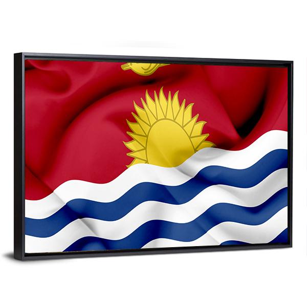 Waving Kiribati Flag Canvas Wall Art-3 Horizontal-Gallery Wrap-25" x 16"-Tiaracle