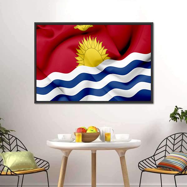 Waving Kiribati Flag Canvas Wall Art-3 Horizontal-Gallery Wrap-25" x 16"-Tiaracle