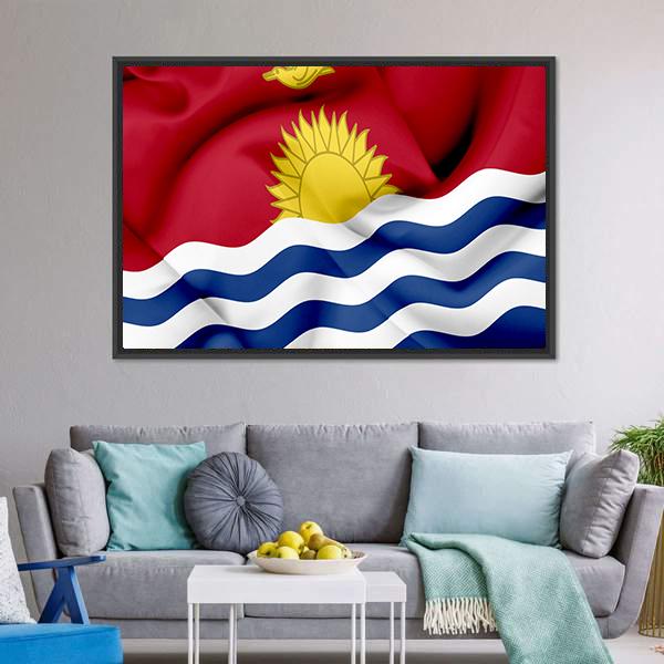 Waving Kiribati Flag Canvas Wall Art-3 Horizontal-Gallery Wrap-25" x 16"-Tiaracle
