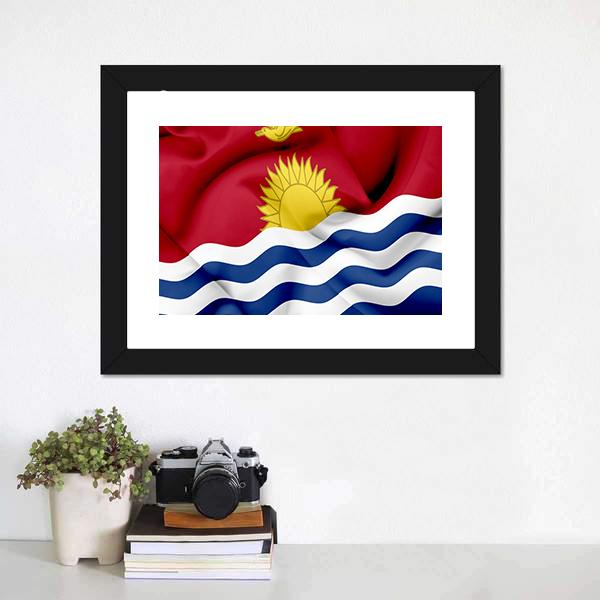 Waving Kiribati Flag Canvas Wall Art-1 Piece-Framed Print-20" x 16"-Tiaracle
