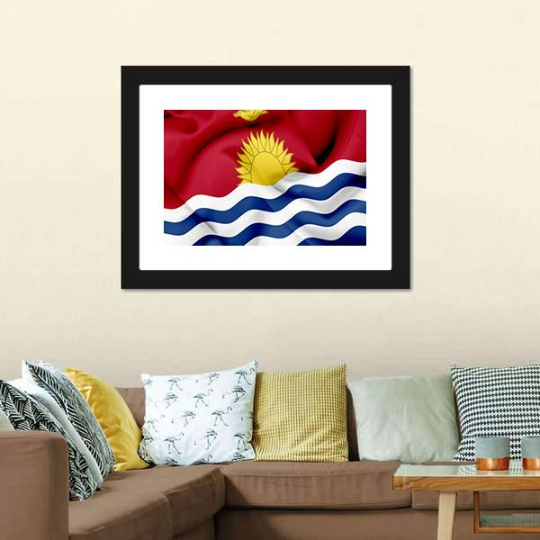 Waving Kiribati Flag Canvas Wall Art-3 Horizontal-Gallery Wrap-25" x 16"-Tiaracle