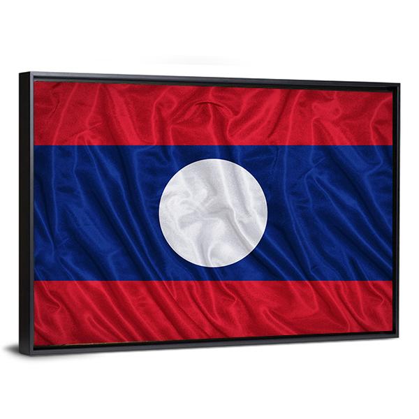 Waving Laos Flag Canvas Wall Art-3 Horizontal-Gallery Wrap-25" x 16"-Tiaracle