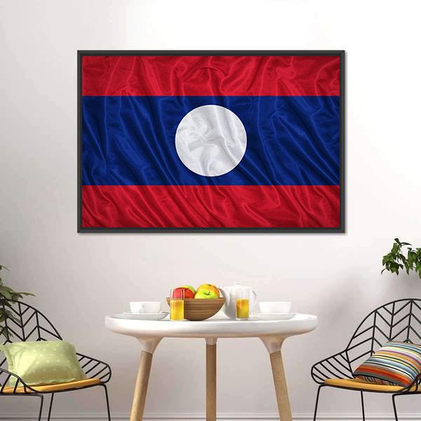 Waving Laos Flag Canvas Wall Art-3 Horizontal-Gallery Wrap-25" x 16"-Tiaracle