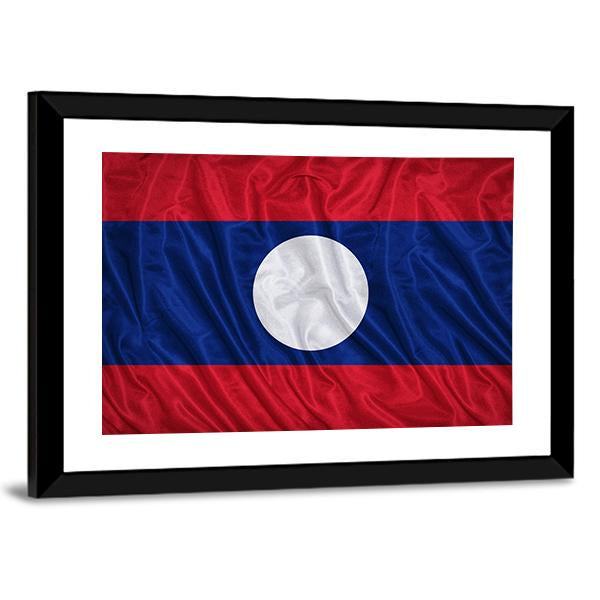Waving Laos Flag Canvas Wall Art-3 Horizontal-Gallery Wrap-25" x 16"-Tiaracle