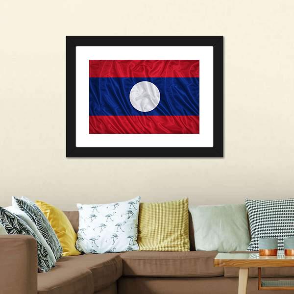 Waving Laos Flag Canvas Wall Art-3 Horizontal-Gallery Wrap-25" x 16"-Tiaracle