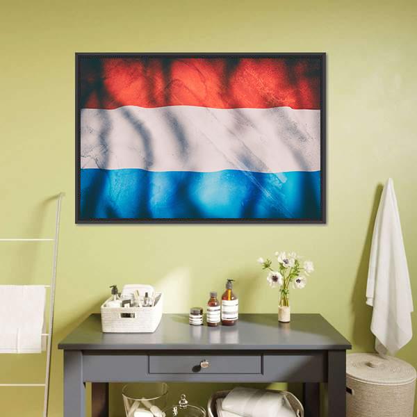 Waving Luxembourg Flag Canvas Wall Art-1 Piece-Floating Frame-24" x 16"-Tiaracle