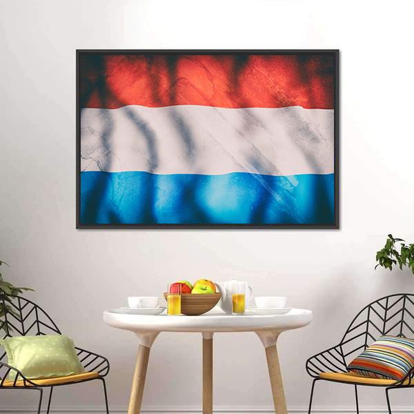 Waving Luxembourg Flag Canvas Wall Art-3 Horizontal-Gallery Wrap-25" x 16"-Tiaracle