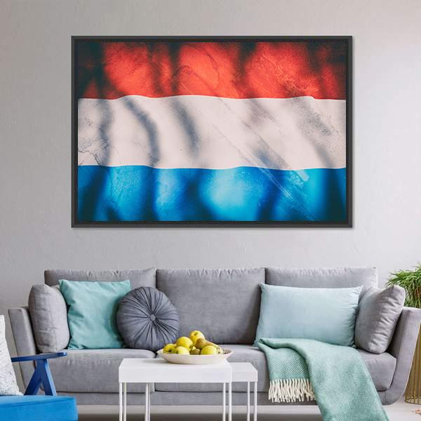Waving Luxembourg Flag Canvas Wall Art-3 Horizontal-Gallery Wrap-25" x 16"-Tiaracle