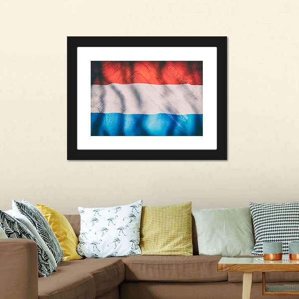 Waving Luxembourg Flag Canvas Wall Art-3 Horizontal-Gallery Wrap-25" x 16"-Tiaracle