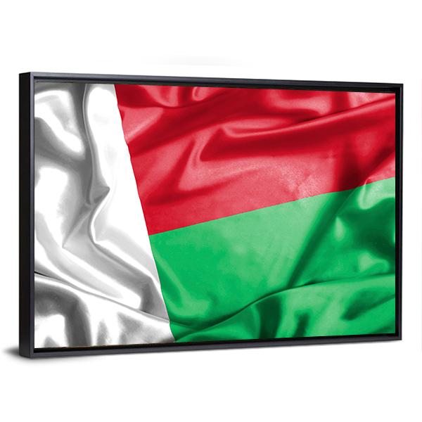 Waving Madagascar Flag Canvas Wall Art-3 Horizontal-Gallery Wrap-25" x 16"-Tiaracle