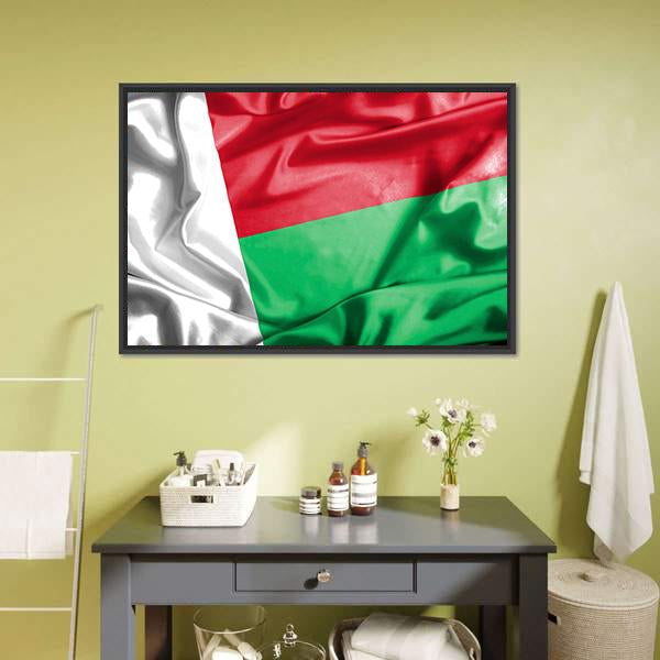 Waving Madagascar Flag Canvas Wall Art-1 Piece-Floating Frame-24" x 16"-Tiaracle