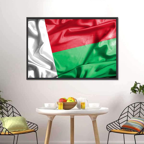 Waving Madagascar Flag Canvas Wall Art-3 Horizontal-Gallery Wrap-25" x 16"-Tiaracle