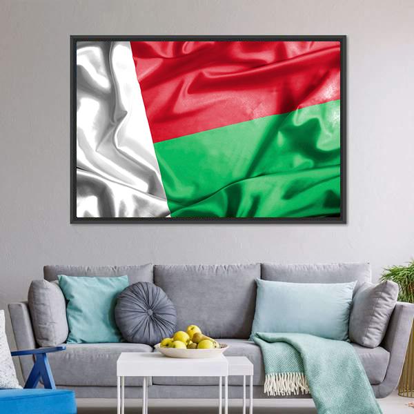 Waving Madagascar Flag Canvas Wall Art-3 Horizontal-Gallery Wrap-25" x 16"-Tiaracle
