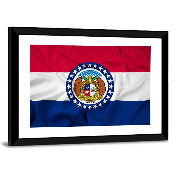 Waving Missouri State Flag Canvas Wall Art-3 Horizontal-Gallery Wrap-25" x 16"-Tiaracle