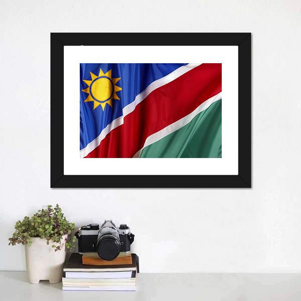 Waving Namibian Flag Canvas Wall Art-3 Horizontal-Gallery Wrap-25" x 16"-Tiaracle