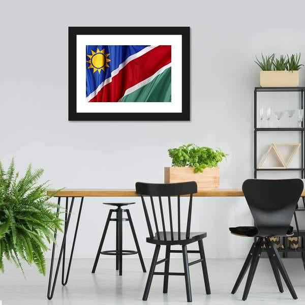 Waving Namibian Flag Canvas Wall Art-3 Horizontal-Gallery Wrap-25" x 16"-Tiaracle