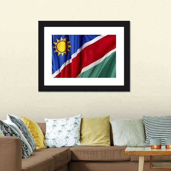 Waving Namibian Flag Canvas Wall Art-1 Piece-Framed Print-20" x 16"-Tiaracle