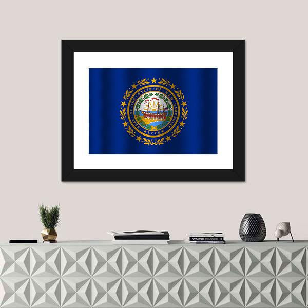 Waving New Hampshire State Flag Canvas Wall Art-1 Piece-Framed Print-20" x 16"-Tiaracle