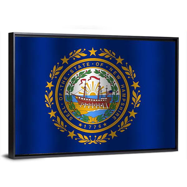 Waving New Hampshire State Flag Canvas Wall Art-3 Horizontal-Gallery Wrap-25" x 16"-Tiaracle