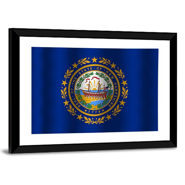 Waving New Hampshire State Flag Canvas Wall Art-3 Horizontal-Gallery Wrap-25" x 16"-Tiaracle
