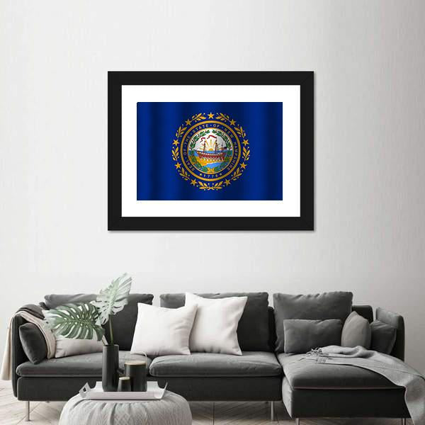 Waving New Hampshire State Flag Canvas Wall Art-3 Horizontal-Gallery Wrap-25" x 16"-Tiaracle