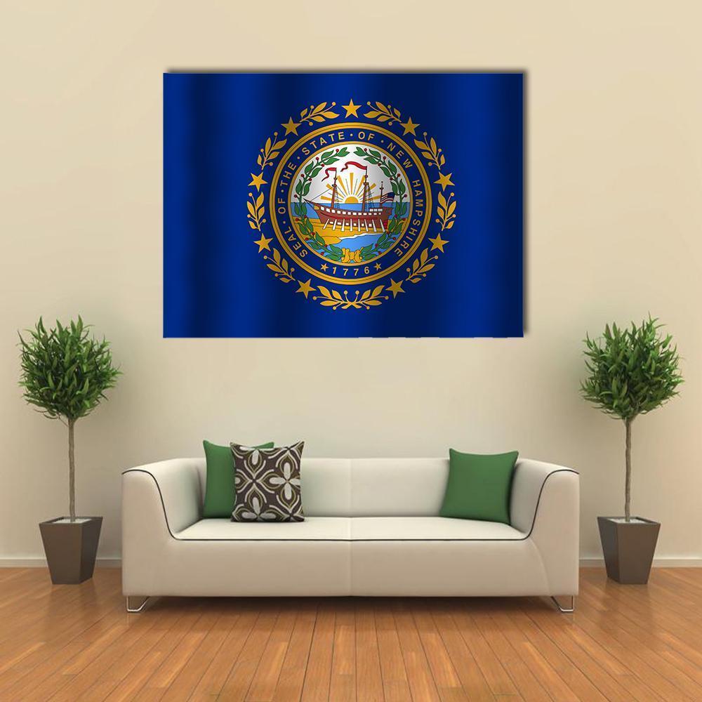 Waving New Hampshire State Flag Canvas Wall Art-1 Piece-Gallery Wrap-48" x 32"-Tiaracle