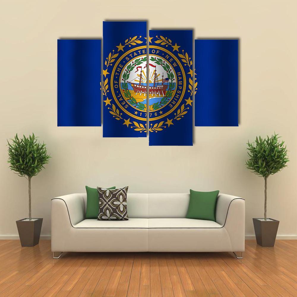 Waving New Hampshire State Flag Canvas Wall Art-4 Pop-Gallery Wrap-50" x 32"-Tiaracle
