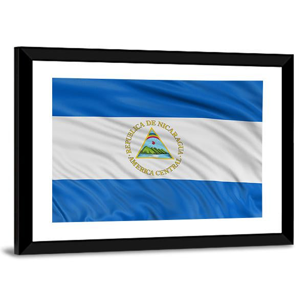 Waving Nicaragua Flag Canvas Wall Art-3 Horizontal-Gallery Wrap-25" x 16"-Tiaracle